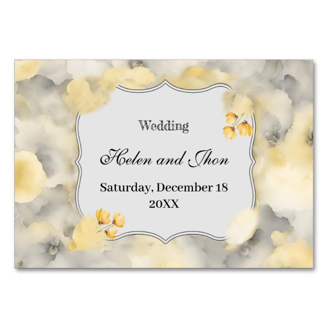 Yellow Roses Table Number (Front)