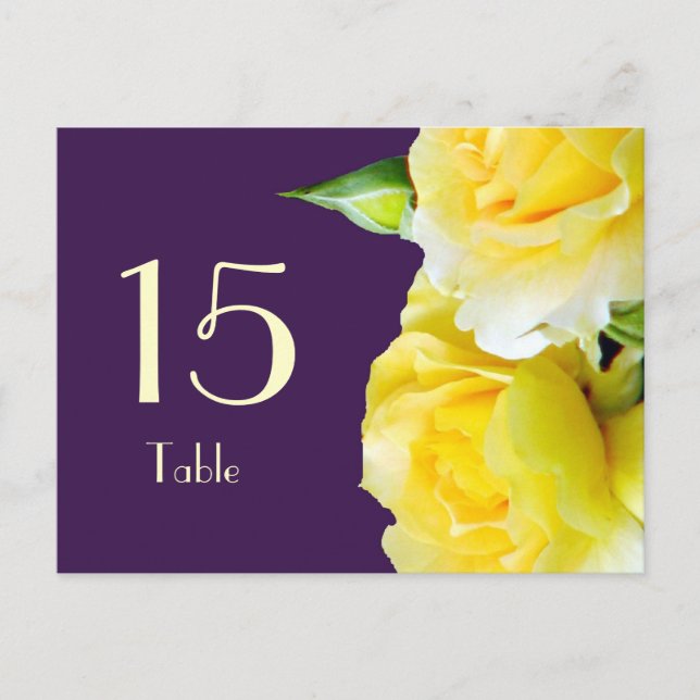 Yellow Roses Table Number Postcard (Front)