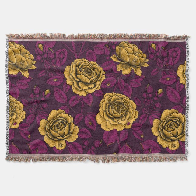 Yellow roses throw blanket (Front)