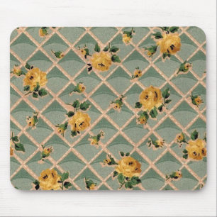 Yellow Roses Vintage Wallpaper - Mousepad