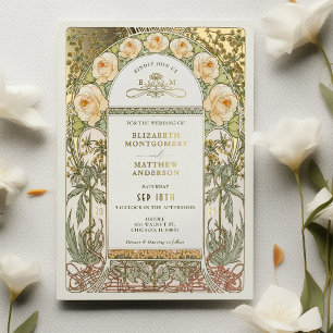 Yellow Roses Vintage Wedding Art Nouveau