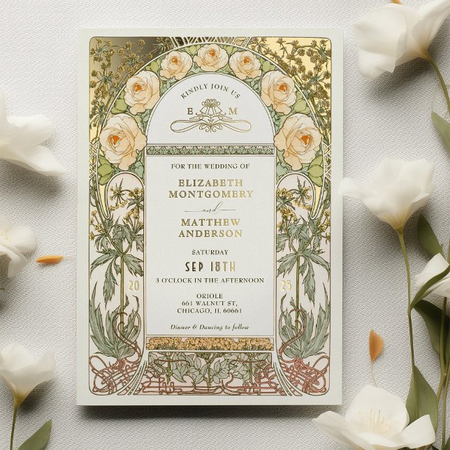 Yellow Roses Vintage Wedding Art Nouveau (Creator Uploaded)