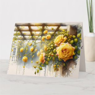 Yellow Roses Watercolor Garden Card
