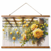 Yellow Roses Watercolor Garden