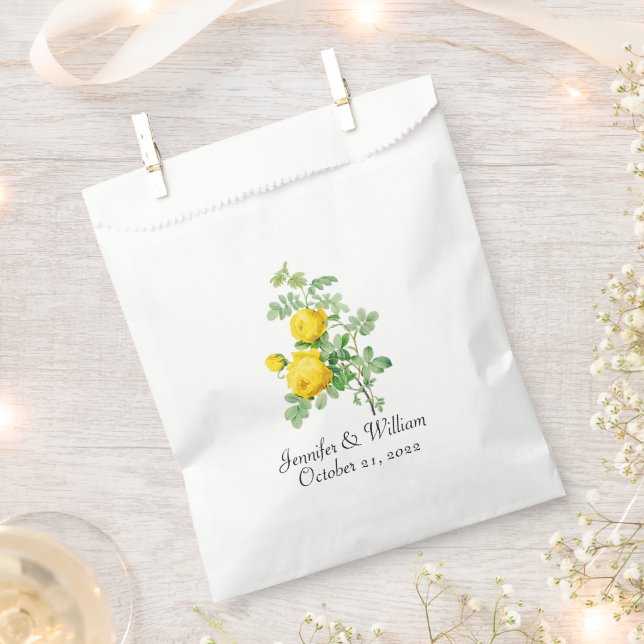 Yellow Roses Wedding Favour Bag (Clipped)