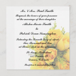 Yellow Roses Wedding Invitation Announcement
