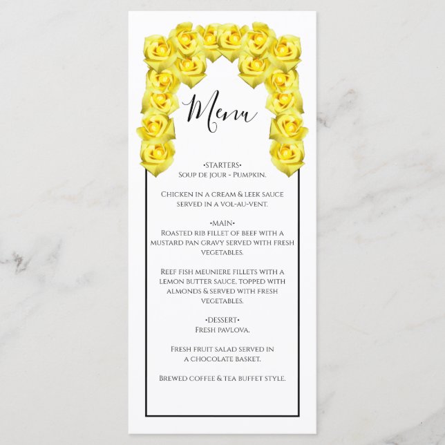 Yellow Roses Wedding  Menu (Front)