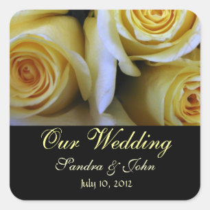 Yellow Roses Wedding Stickers