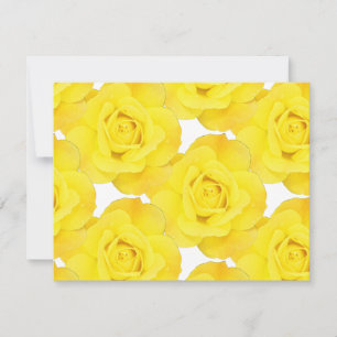 Yellow Roses White Gold Floral Flowers Patterns RSVP Card