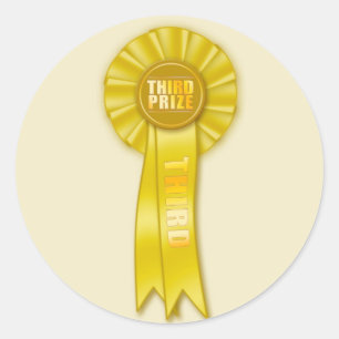 yellow rosette third prize sticker