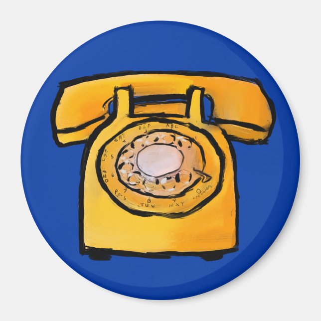 Yellow Rotary Phone Magnet (Front)