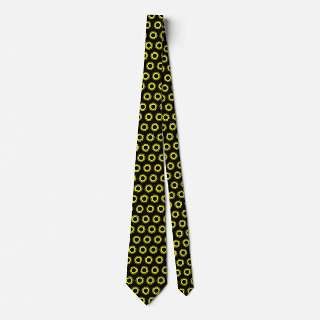 Yellow Rotatating Circles - Black Tie (Front)