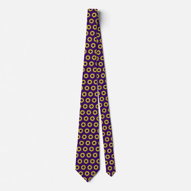 Yellow Rotatating Circles - Dark Violet Tie (Front)