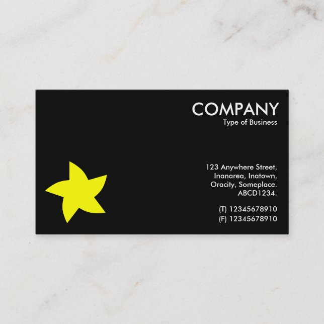 Yellow Rotating Star Symbol - Black Business Card (Front)