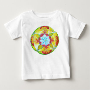 Yellow Round Mandala Ruffle Baby T-Shirt