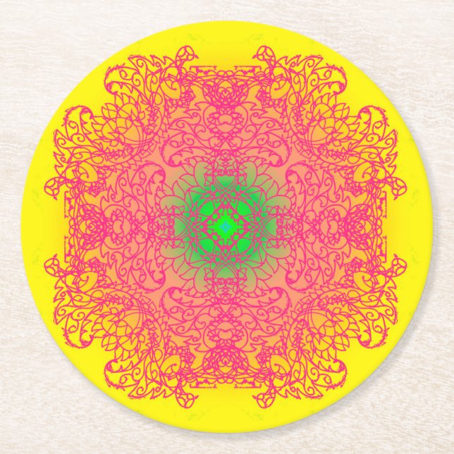 yellow round paper coaster (Front)
