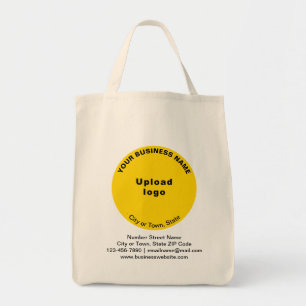 Yellow Round Shape Business Brand on Grocery Tote Bag