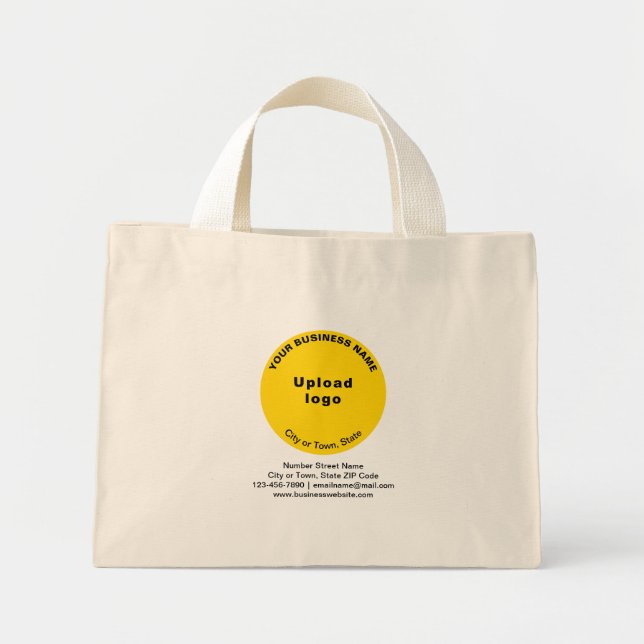 Yellow Round Shape Business Brand on Mini Tote Bag (Front)