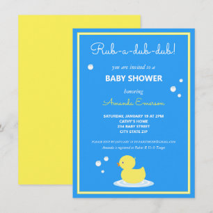 Yellow Rubber Duck Baby Shower Invitation