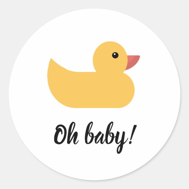 Yellow Rubber Duck Bath Ducky Oh Baby Shower Classic Round Sticker (Front)