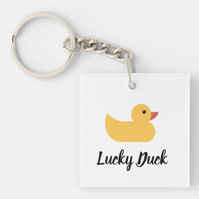 Yellow Rubber Duck Bath Lucky Duck Key Ring (Front)