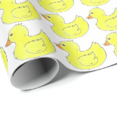 Yellow Rubber Duck Bathtub Toy Ducky Duckies Print Wrapping Paper (Roll Corner)