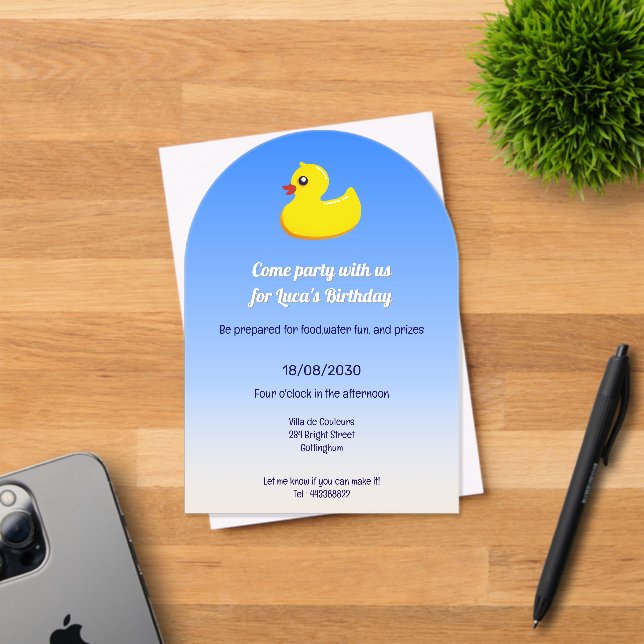 yellow  rubber  duck  - birthday party acrylic invitations (Insitu (Invitation Card))