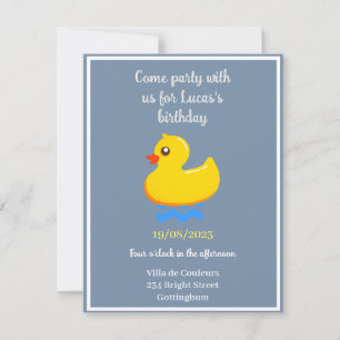 yellow rubber duck  -birthday party invitation