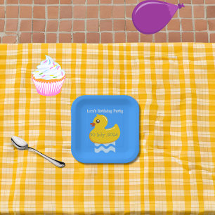 yellow rubber duck birthday party  paper plate