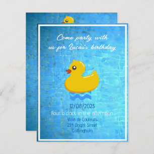 yellow rubber duck  - birthday  pool party invitation