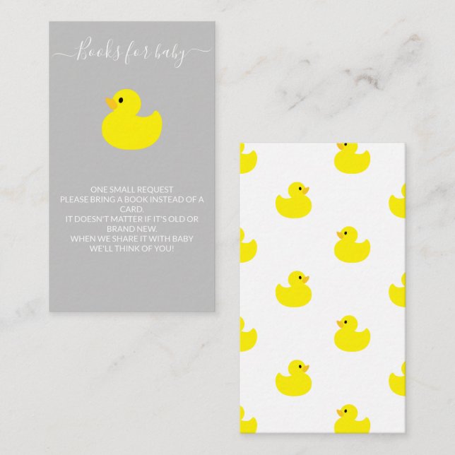 Yellow Rubber Duck Books for baby Ticket Enclosure Card (Front/Back)