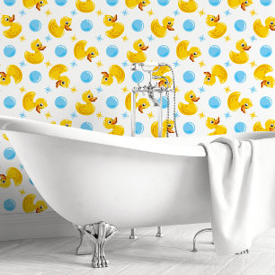 Yellow Rubber Duck & Bubbles Wallpaper
