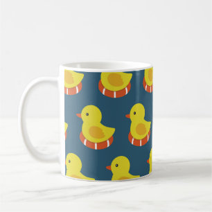 Yellow rubber duck, cute, seamless pattern. coffee mug