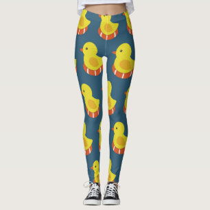 Yellow rubber duck, cute, seamless pattern. leggings