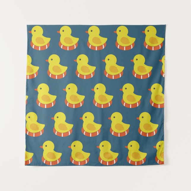 Yellow rubber duck, cute, seamless pattern. tapestry (Front)