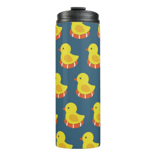 Yellow rubber duck, cute, seamless pattern. thermal tumbler