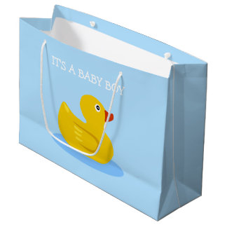 Yellow Rubber Duck It's a Baby Boy Blue Large Gift Bag