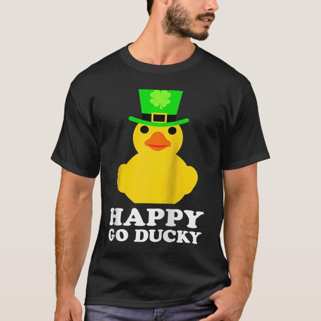 Yellow Rubber Duck Leprechaun Hat St Patrick's Day T-Shirt (Front)