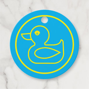 Yellow Rubber Duck on Blue Personalised Favour Tags