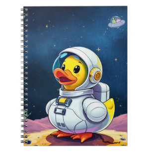 Yellow Rubber Duck On The Moon Notebook