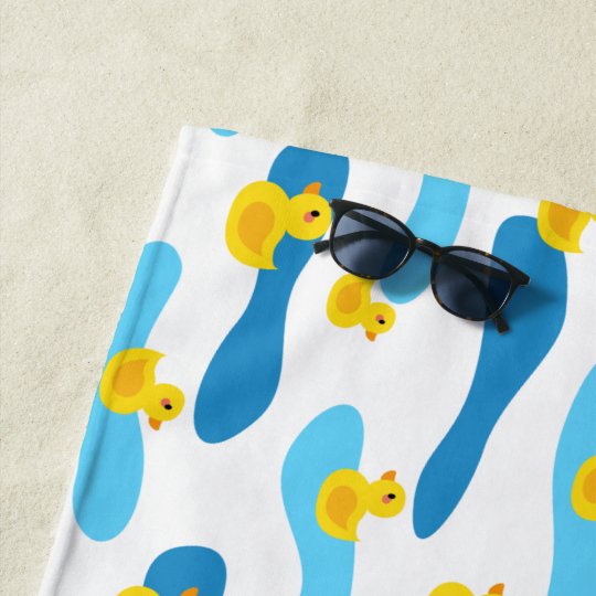 Yellow Rubber Duck Pattern Beach Towel Zazzle.co.uk