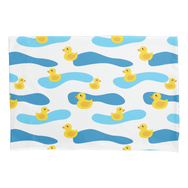 Yellow Rubber Duck Pattern Pillowcase (Front-Left)