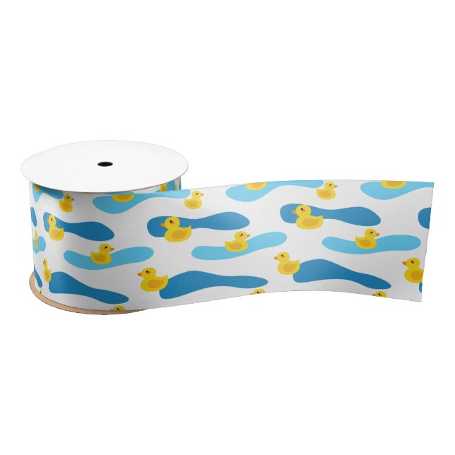 Yellow Rubber Duck Pattern Satin Ribbon (Spool)