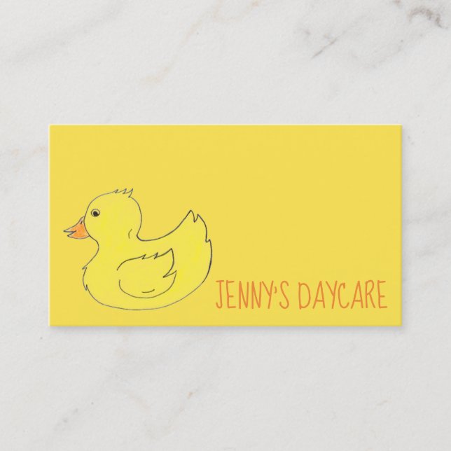 Yellow Rubber Duck Preschool Daycare Teacher Ducky Business Card (Front)