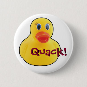 Yellow Rubber Duck Quack Text 6 Cm Round Badge