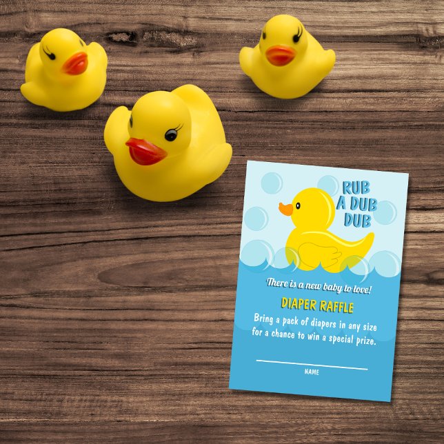 Yellow Rubber Duck Rub A Dub Dub Baby Shower Enclosure Card (Creator Uploaded)
