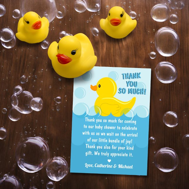 Yellow Rubber Duck Rub A Dub Dub Baby Shower Thank You Card (Creator Uploaded)