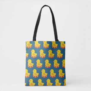 yellow rubber duck seamless pattern. Vintage illus Tote Bag