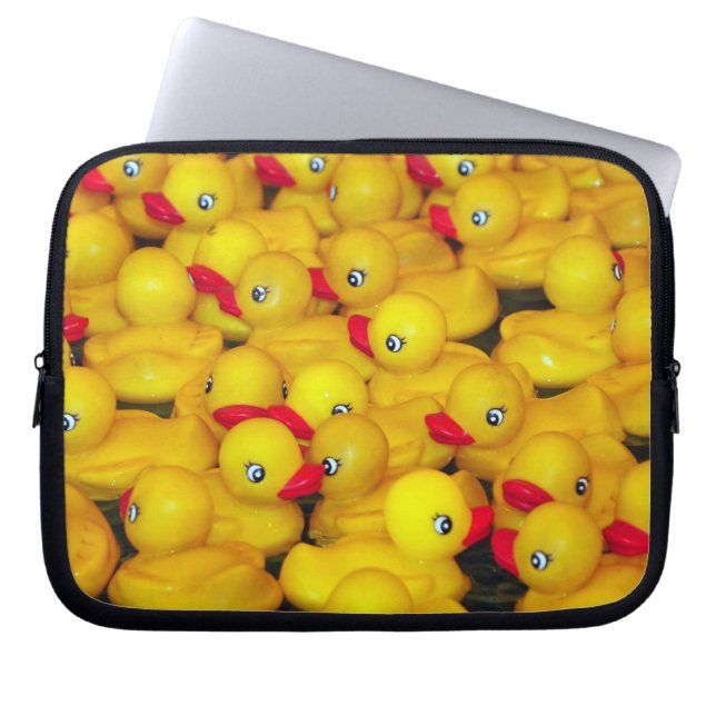 Yellow rubber duckies laptop sleeve (Front)
