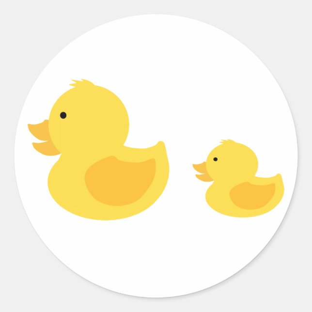 Yellow Rubber Duckies Neutral Baby Shower Classic Round Sticker (Front)